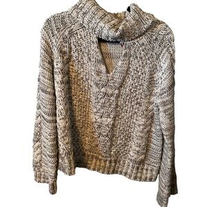 JENNIFER LOPEZ Women's Chunky Knit Cowl Neck Sweater XL Speckled Metallic Detail